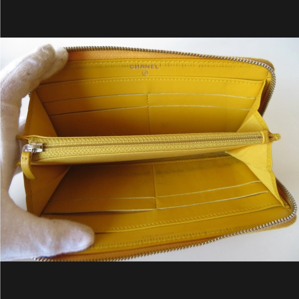 💛 Authentic CHANEL Camellia Leather Around Zip Zippy Long Wallet - Picture 11 of 15